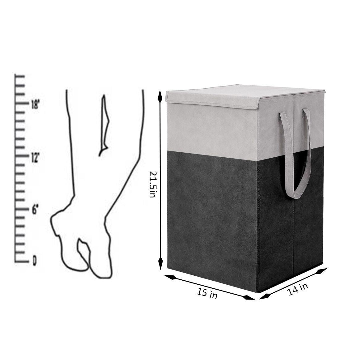 Laundry Bag - Foldable Laundry Basket With Lid & Handle